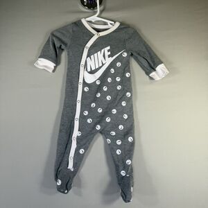 NIKE Unisex Baby Boy Girl Gray Zip Coverall Romper Clothes Outfit sz 6 MO